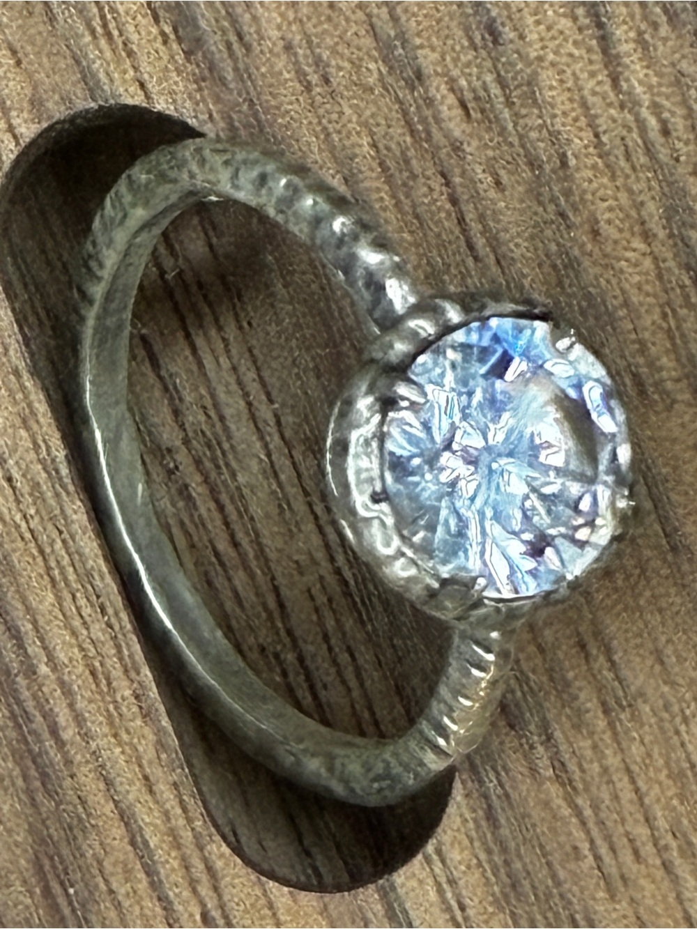 Silpada Sterling Silver Round Solitaire Ring with Blue-White Stone, retired.